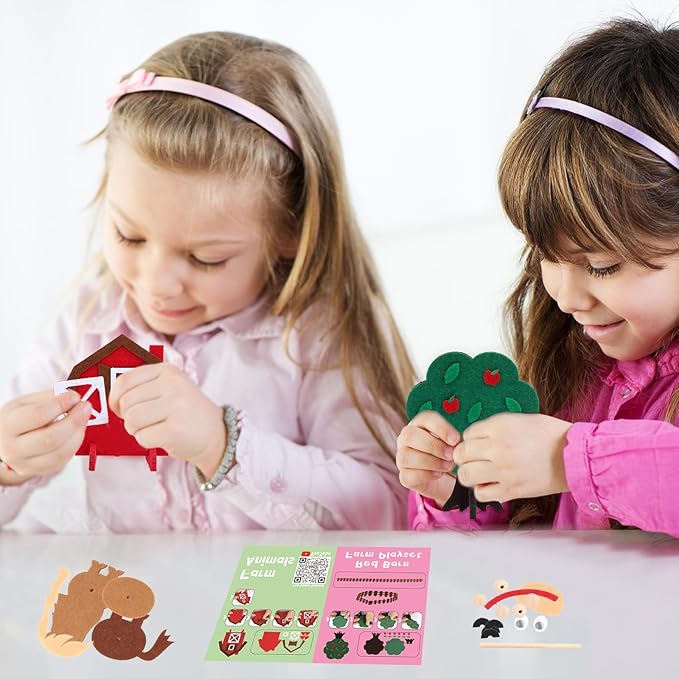 Coola Farm Animals Craft Kit Set for Preschool Kids - Red Barn & Animal Tree Educational Kit for Ages 3-6, Easy DIY Farm Playset Activity for Boys & Girls, Pack of 7