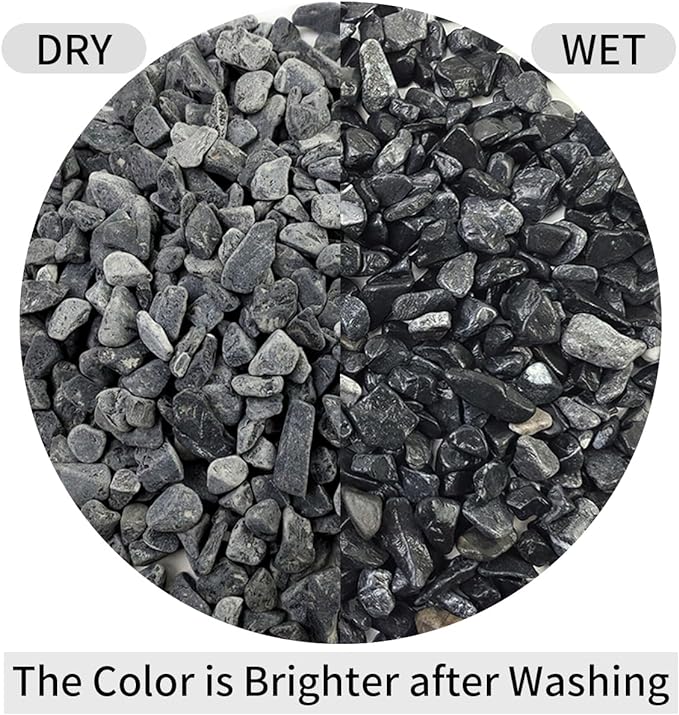 2lbs Black Gravel, 3/8 Inch Black Stones. Decorative Black Rocks for Succulent Plants, Vase, Cactus, Bamboo Plants and Outdoor Garden Landscaping