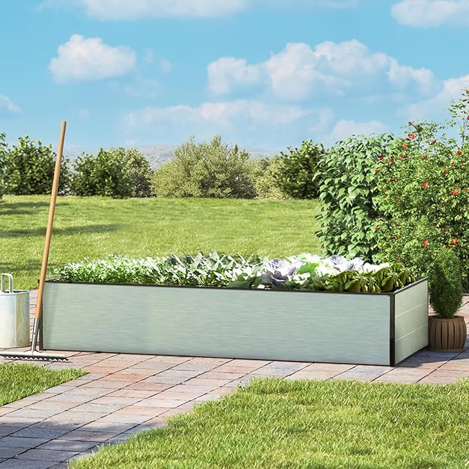 HALFSIZE 1.3 ft Tall Raised Garden Bed (2.5'W x 6.4'L), Anodized Aluminum