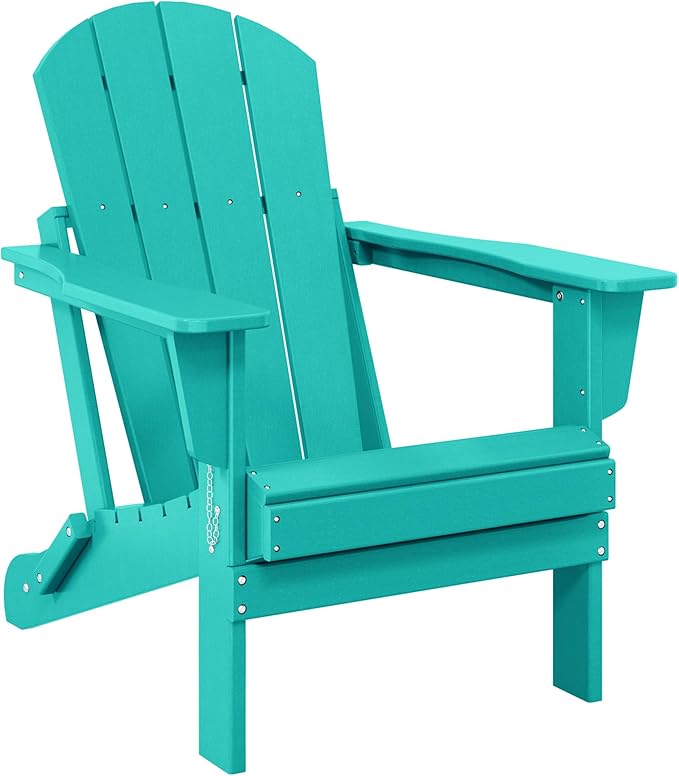 Westin Outdoors Laguna WO Home Outdoor Adirondack Folding Chair Lounger Seat Traditional Retro Home Furniture for Beach, Balcony, Backyard, Lawn, Patio, Pool, Deck, Garden (Turquoise)