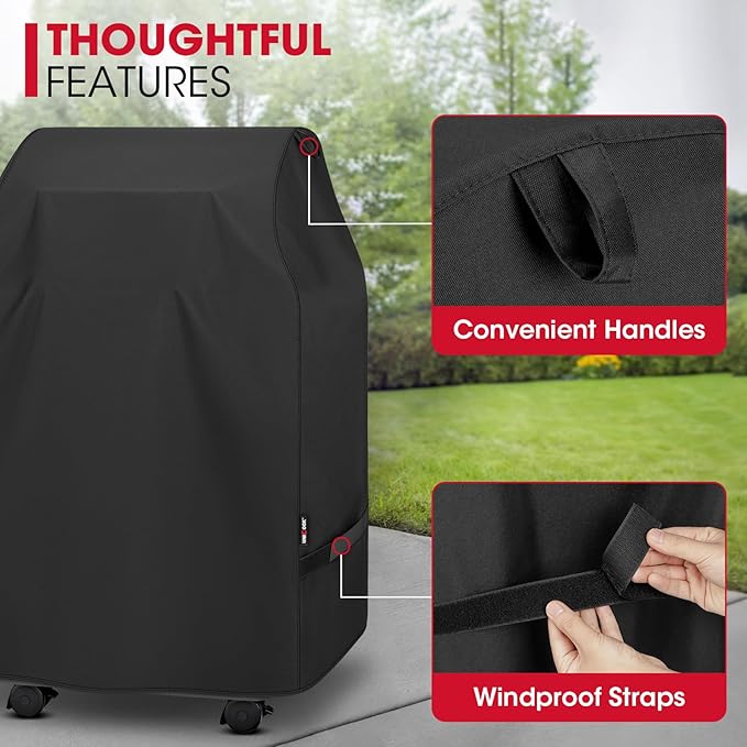 Unicook 2 Burner Grill Cover 32 Inch, Outdoor Small BBQ Cover with Side Handles and Straps, Heavy Duty Waterproof, Compatible for Weber Char-Broil Nexgrill Gas Grills with Collapsed Side Tables