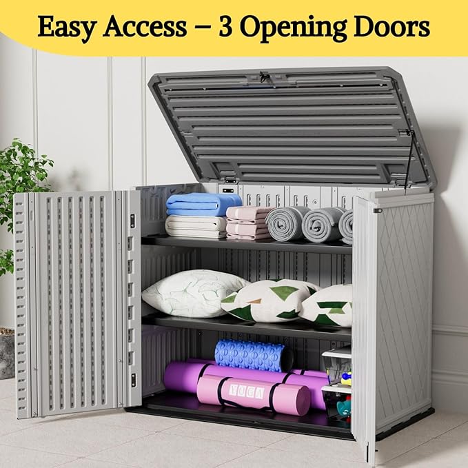 ZZM 4x2.5 FT Outdoor Storage Shed, Resin Waterproof Storage Cabinet for Garden Tools with Lockable Lid,Latch (White)