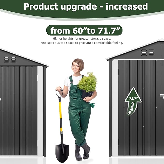 9x4 FT Outdoor Storage Shed, Garden Shed with Updated Frame Structure and Lockable Doors, Metal Tool Sheds for Backyard Garden Patio Lawn, Grey