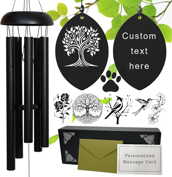 Custom Outdoor Wind Chimes, Deep Soothing Melody Wind Chime, Personalized Tree of Life Wind Chimes, Commemorating Gifts Home Decor Outdoor Garden Yard Decoration Gifts