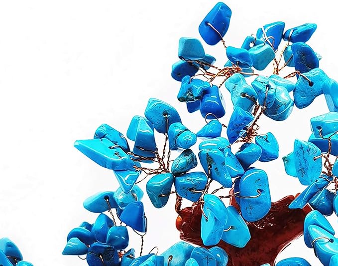 Feng Shui Quartz Crystal Money Tree Bonsai Style Decoration for Luck and Wealth (Blue)