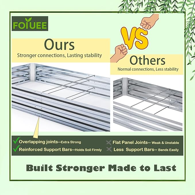 Galvanized Raised Garden Beds for Vegetables Large Metal Planter Box Steel Kit Flower Herb, 8x4x1ft