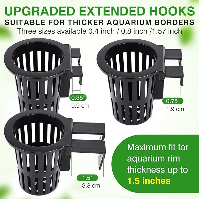 2025 New Upgraded Large Aquarium Plant Holder with 1.57-inch Extension Hooks and Suction Cups for Fish Tank Aquaponic Plant Cultivation and Aquascape Accessories Decorations (4 PCS)