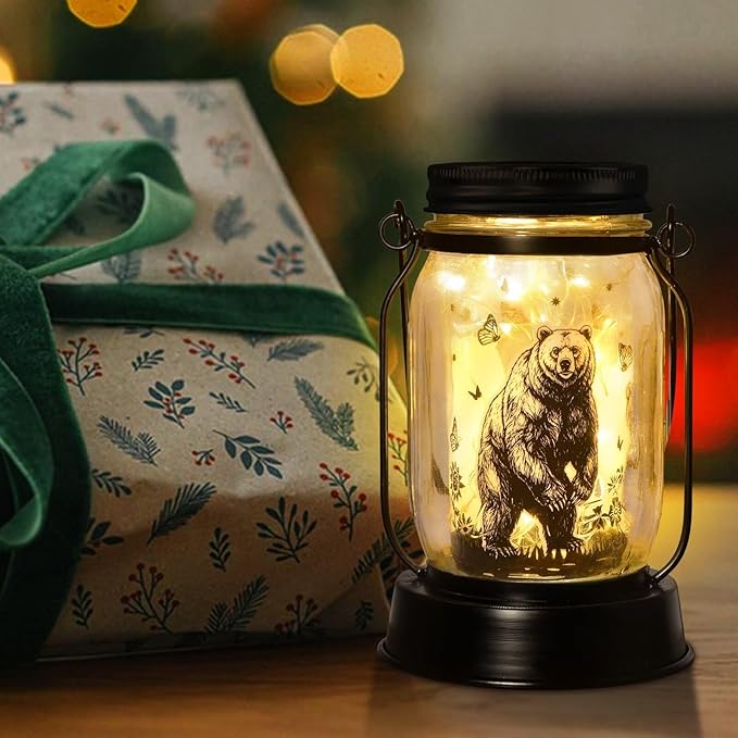 kyoryuger Bear Gifts for Women/Men Bear Lovers Solar Lantern Mom Birthday, Mothers Day, Solar Garden Decoration Outside for Yard, Patio,Backyard,Porch, Torches