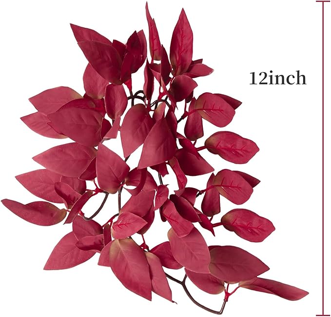 Dsoar Aquarium Artificial Plant Reptiles Plants with Suction Cup for Terrarium Fish Tank Landscape Decoration Hanging Silk Red Leaves Plants