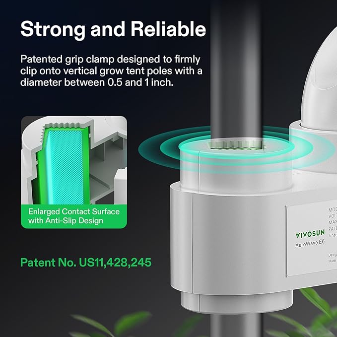 VIVOSUN AeroWave E6 Grow Tent Fan 6”, EC Motor, Smart Wifi Control, US Patented Auto Oscillating Clip fan, Weatherproof IP-54, Strong Airflow but Quiet for Hydroponic Ventilation Circulation, 1-Pack