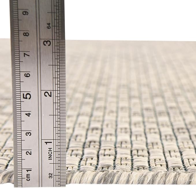 Unique Loom Collection Casual Transitional Solid Heathered Indoor/Outdoor Flatweave Area Rug (10' x 13' Rectangle, Light Gray/Ivory)