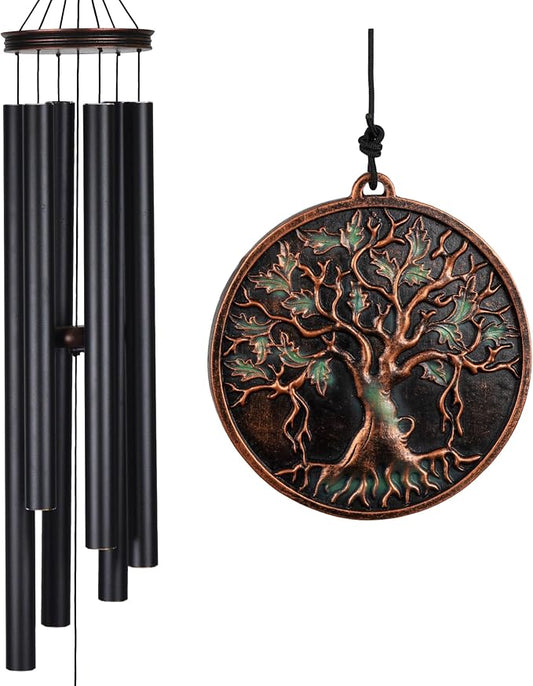 Vanquer Large Wind Chimes for Outside Deep Tone - 46'' Wind Chimes Outdoor Clearance, Memorial Windchimes, Sympathy Gift, Outdoor Décor, Patio, Home Décor, Vintage Black (46" Tree of Life)