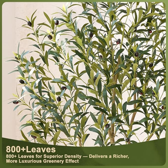 Olive Tree Artificial – 5ft Faux Olive Tree with UV Resistant Leaves - Tall Fake Plant in Pot, Large Floor Plants for Indoor & Outdoor, Living Room, Office, Modern Home Decor, VN126