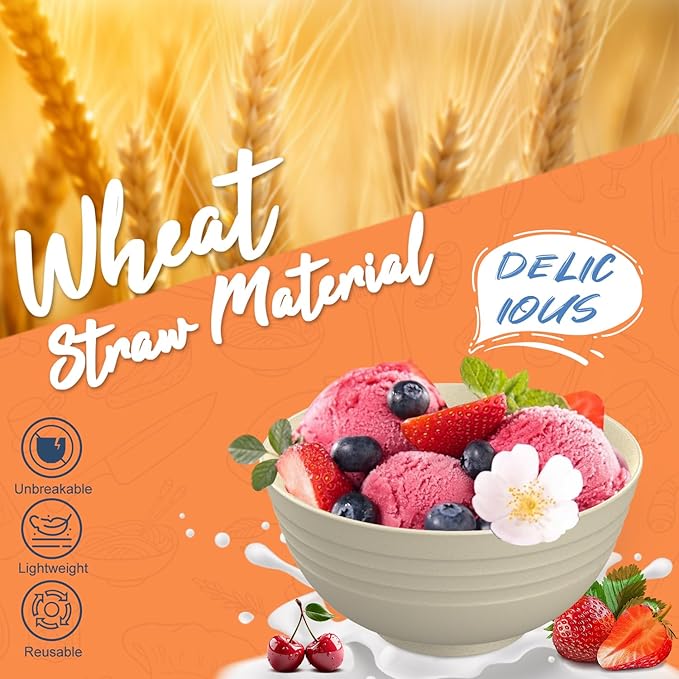 Kitchen Wheat Straw Dinnerware Sets for 4, Unbreakable Dish Set 20-Piece - Dinner Plate/Cereal Bowl/Cup/Fork/Spoon, for Outdoor Camping, RV, Apartment Essentials - Beige