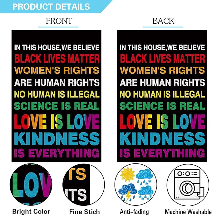 Pride Garden Flag 12 X 18 Inch Vertical Double Sided in This House We Believe Pride Gay Lesbian LGBTQ Pansexual Flag Yard Flag Outdoor Decorations