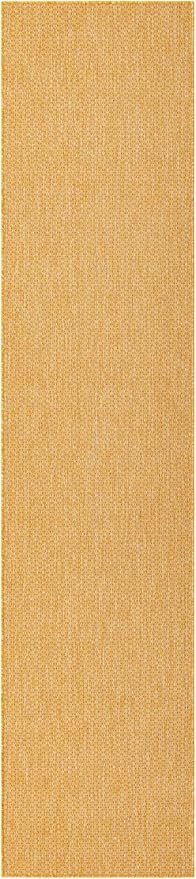 Unique Loom Collection Casual Transitional Solid Heathered Indoor/Outdoor Flatweave Area Rug (2' 7" x 12' Runner, Corn Harvest Yellow)