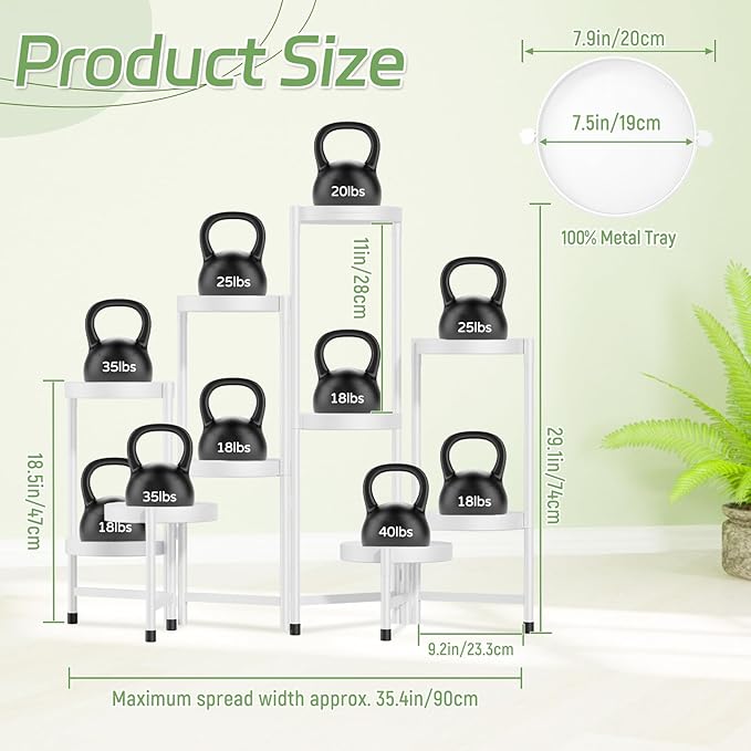 iDavosic.ly Plant Stand Indoor Outdoor, 10 Tier Corner Metal Flower Display Holder Shelf, Folding Tall Orchid Rack for Patio Balcony Porch Garden Living Room House, White