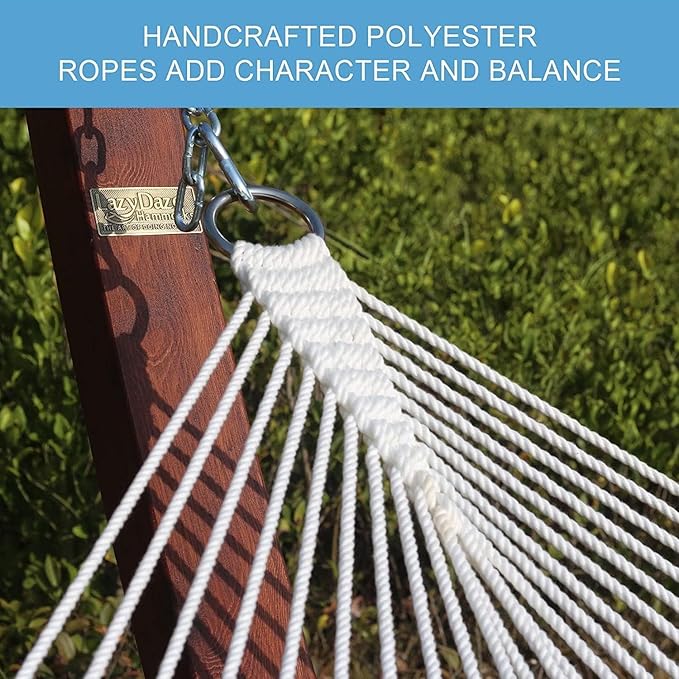 Lazy Daze Hammocks 12FT Quilted Fabric Hammock with Pillow, Double 2 Person Hammock with Spreader Bar for Outdoor Outside Patio Garden Yard Pool Beach,450lbs Weigh Capacity QFH034