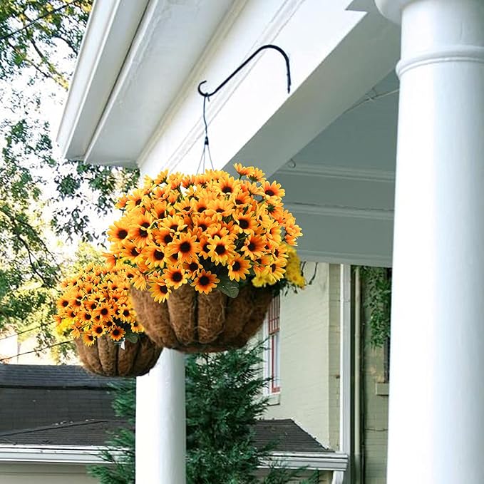 Uieke 24 Bundles Sunflowers Artificial Flowers Daisy Mums 24 Stems Fake Fall Flowers Outdoor UV Resistant No Fade Shrubs for Indoor Outside Home Wedding Office DIY Garden Fall Décor (Yellow)