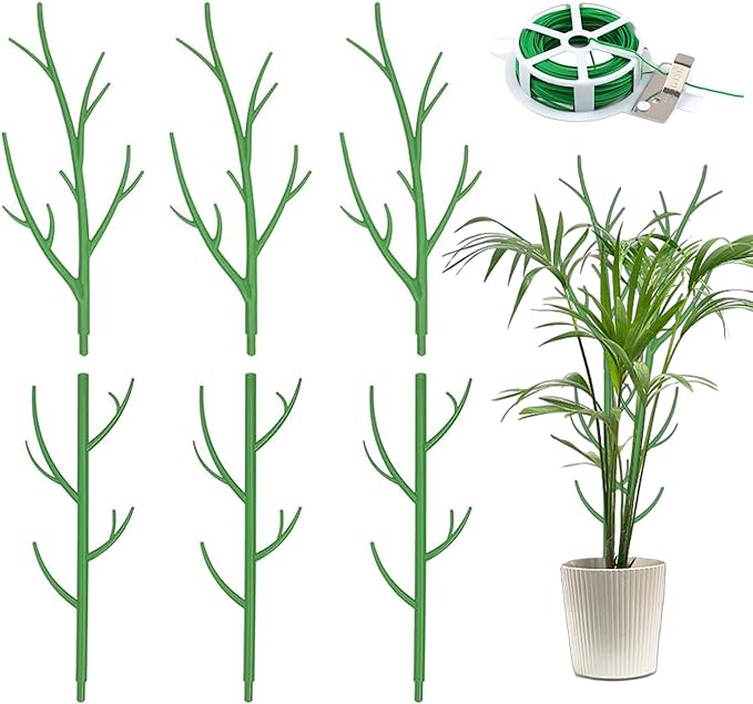Orgrimmar 6 Pack Monstera Plant Support Stakes Adjustable Length with Green Ties for Indoor Outdoor Climbing Plants