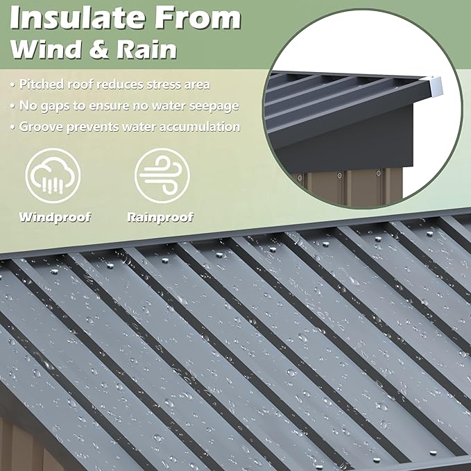 Devoko Outdoor Storage Shed 5 x 3 FT Lockable Metal Garden Shed Steel Anti-Corrosion Storage House with Single Lockable Door for Backyard Outdoor Patio (Brown)