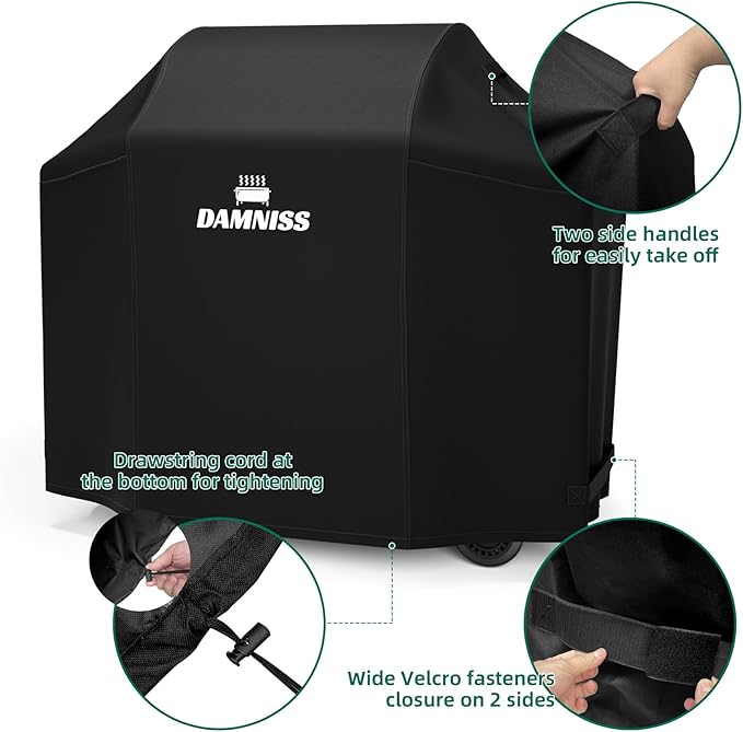 Grill Cover for Outdoor Grill, 58 Inch Pellet BBQ Grill Covers, Polyester Fabric Waterproof Universal Gas Charcoal Barbecue Grill Cover for 300/305/550 Series Smoker