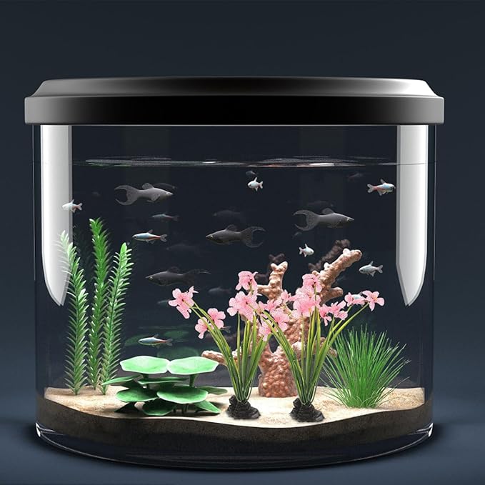 Balacoo 2 Pcs Pink Fish Tank Decor: Plastic Realistic Aquarium Plants, Silk Aquarium Plants for Betta Fish Tank Landscaping Decorations (Pink, 8.3 Inch)