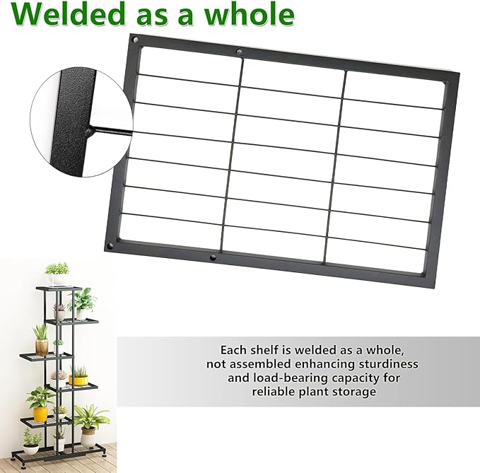 Metal Plant Stand, 6 Tier 12 Potted, Upgrade Multiple Plant Rack Shelf Organizer, Indoor Planter Display Shelving Unit for Patio Garden Corner Balcony Living Room