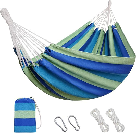 INNO STAGE Brazilian Hammock with Tree Straps - Cotton Hammocks Portable Hammock with Carry Bag for Backyard, Porch, Outdoor and Indoor Use