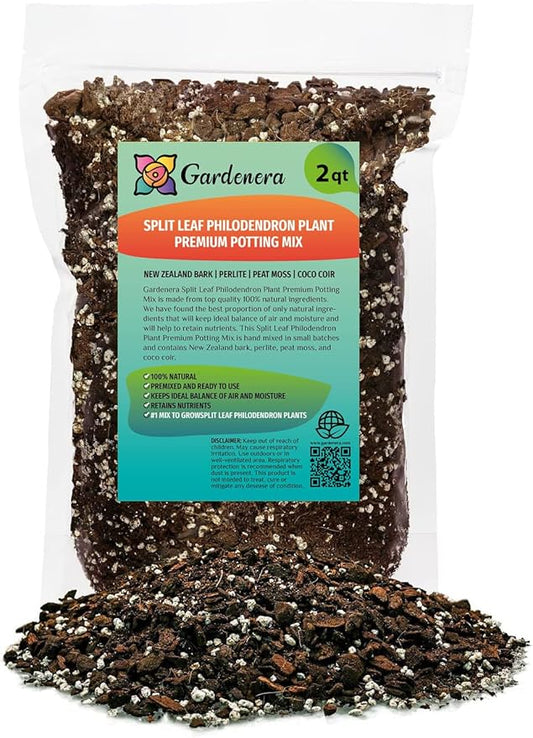 Gardenera Split Leaf Philodendron Soil Mix - Expertly Formulated for Strong Root Development - 2 Quart