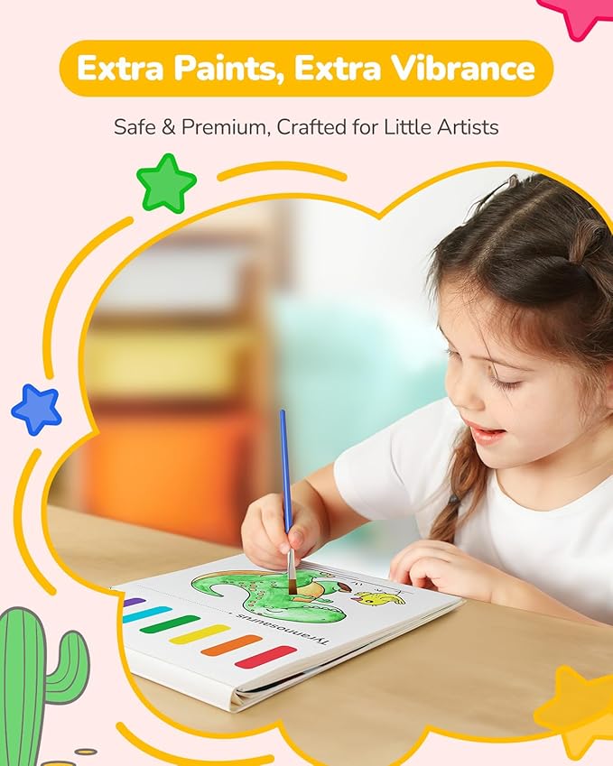 TECJOE 3 Pack Paint with Water Coloring Books for Toddlers, Watercolor Paint Set with 6 Brushes, Mess Free Painting for Kids Ages 4-8, Birthday Gifts Arts & Crafts Toy - Traffic, Forest, Dinosaur