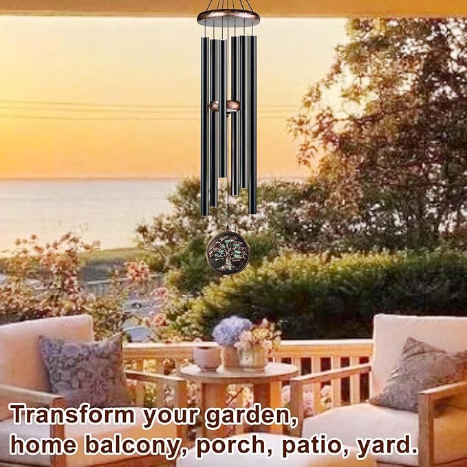 Large Wind Chimes for Outside, 48" Vintage Tree of Life Deep Tone Wind Chime Outdoor Clearance with Heavy Tubes, Memorial Windchimes Sympathy Gift for Mom Dad, Patio Garden Decor