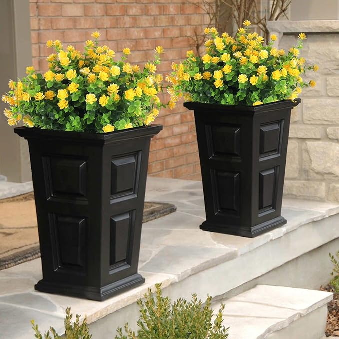 RECUTMS 12 Bundles Outdoor Artificial Flowers UV Resistant Fake Boxwood Plants, Faux Greenery for Indoor Outside Hanging Plants Garden Porch Window Box Home Wedding Farmhouse Décor（Yellow）