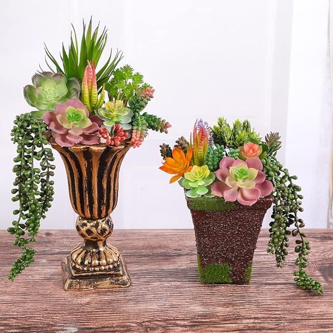 18 Pack Artificial Succulents Realistic Textured Fake Succulents Unpotted Artificial Cactus Plant Suitable for Garden Home Office Greening and Decoration
