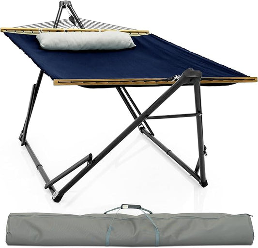 Tranquillo Unity Adjustable Hammock Stand, 800 lbs Capacity Steel Double Hammock Stand for 2 Persons, Premium Pre-Assembled Stand for Indoor Outdoor, Navy