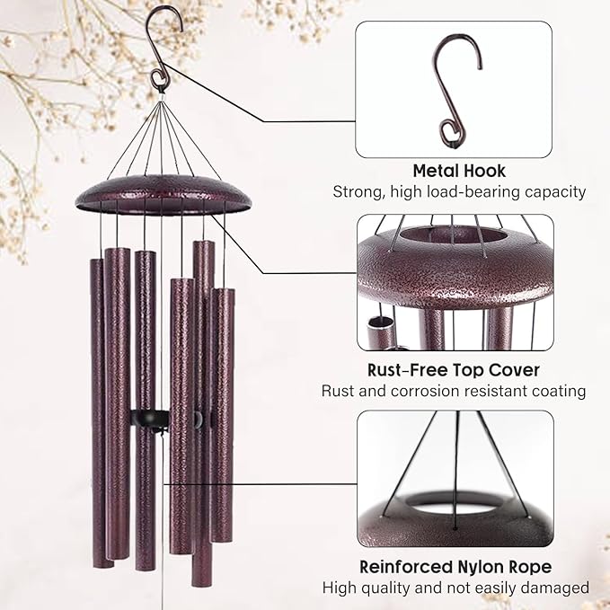 ASTARIN 36" Large Deep Tone Personalized Sympathy Wind Chimes, Memorial Wind Chime for Loss of Mother Father Loved One, Tree of Life Bereavement Gifts Decor Outdoor Patio Garden