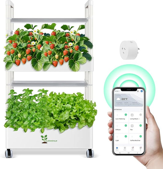 BAOSHISHAN Vertical Hydroponics Growing System Kit, 28 Pods Indoor Gardening System with LED Grow Light, Hydroponic Garden for Vegetable Herb Fruit, WiFi Smart Plug & Auto Circulating Water