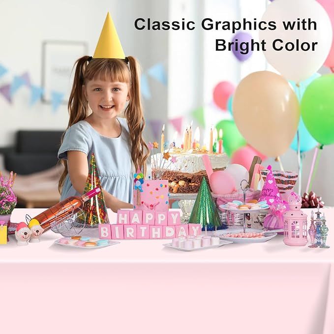 2 Pack Rectangular Disposable Light Pink Tablecloth, Light Pink Plastic Table Cloths for Parties Disposable, 54x108 in Waterproof Tablecloth for Birthday Party Baby Shower Picnic Valentines