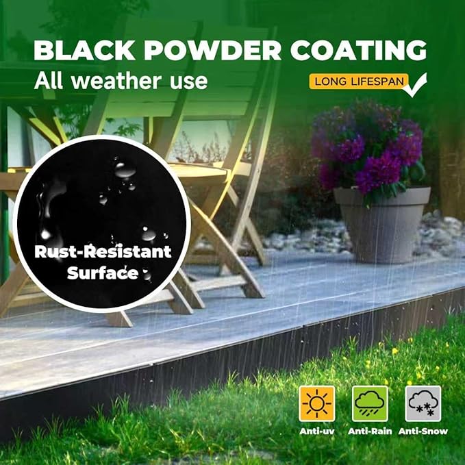 Metal Lanscape Edging 20“ L * 12” H Strips Black Steel Edging for Lanscape 12pcs for Enhanced Garden, Yard, Park, DIY Outdoor Patio (Black, 12 inch)