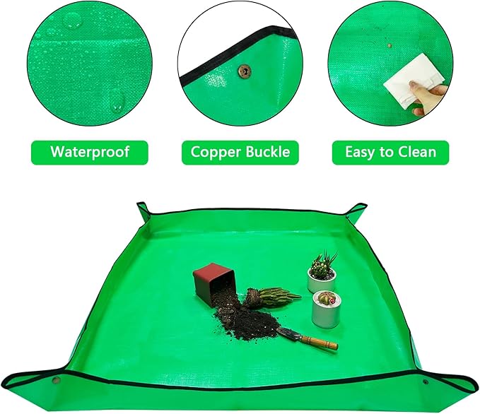 39.4" x 39.4" Extra Large Repotting Mat for Transplanting & Potting Soil Mess Control, Waterproof Plant Potting Mat, Succulent Orchid Potting Tray for Plant Pots, Gardening Gifts Bonsai Tools