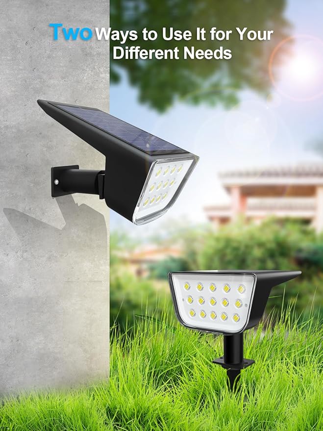 Solar Spot Lights Outdoor, Ultra Bright Solar Garden Lights Cool White, IP68 Waterproof Landscape Spotlights, 800LM 6500K for Yard Garden Wall Driveway, 4 Pack