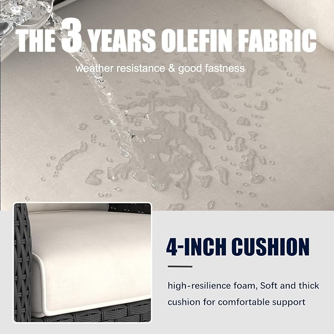 LayinSun 9 Pieces Outdoor Patio Furniture Set, Rattan Wicker Sectional Swivel Rocker Chairs Sets