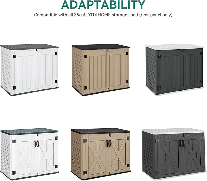 YITAHOME Resin Storage Shed Shelves for 35 Cuft Horizontal Storage Sheds, 47 in x 12.6 in Waterproof Rack with 8 Screws for 4x2.5 Ft Horizontal Garden Storage Accessories, Easy Assembly, 2PCS, Gray