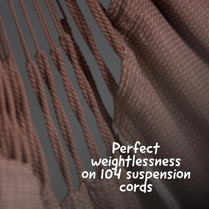 La Siesta® XL King Habana Cotton Hanging Hammock Chair, Indoor Outdoor Hammock Swing Chair, Boho Hanging Chair Bedroom Patio, Max 355 Lbs, Chocolate