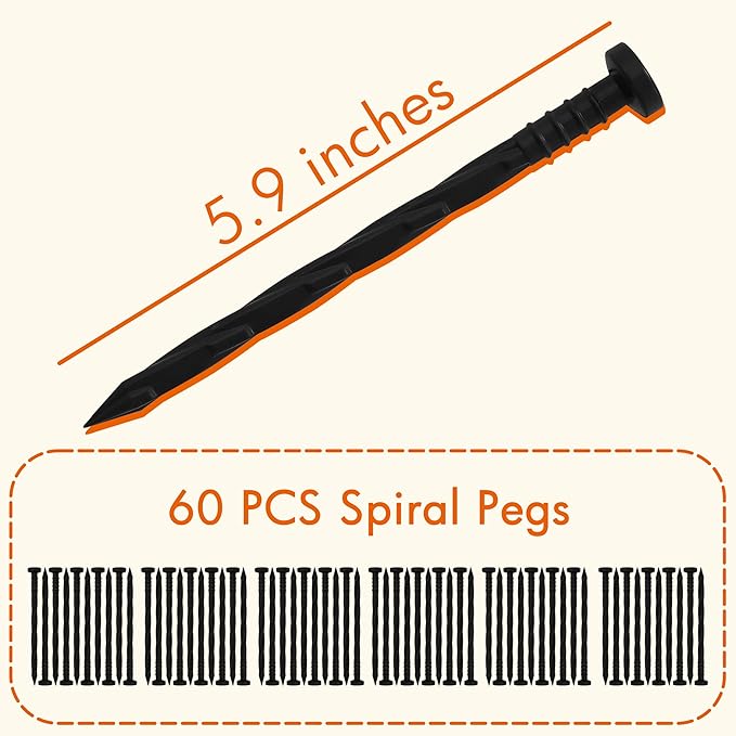 Gardzen 1.5" x 60' Landscape Edging Kit, Garden Edging Coil Comes with 60 Pcs Spikes, No Dig Lawn Border Design