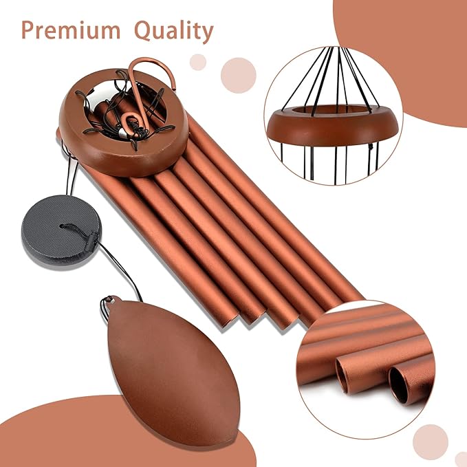 ASTARIN Wind Chimes for Outside Deep Tone,36 Inch Windchime Outdoors，Chimes for Outdoors,Sympathy Wind Chimes Memorial for Mom Dad，Red Copper