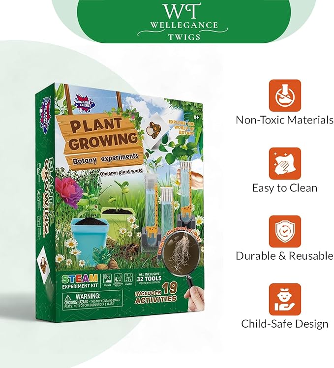 STEM Plant Growing Kit for Kids Ages 8–12 | 19 Hands-On Science Experiments | Learn Transpiration, Hydroponics & More | Grow with Seeds from Your Kitchen | Perfect for School & Home Projects