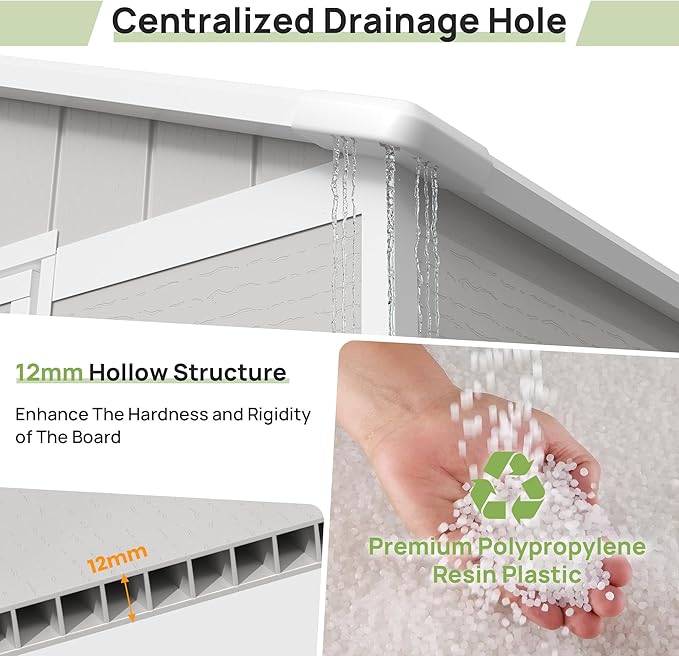 Resin Outdoor Storage Shed with Floor, 6x4.5 FT Plastic Garden Shed, Lockable Door & Window, Waterproof Tool Shed for Bike, Garbage Can, Lawn Mower, Patio Furniture Bedge