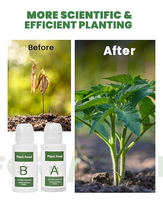 RainPoint Hydroponic Nutrients A&B (800ml in Total), Plant Food A&B for Indoor Hydroponics Growing System, Hydroponics Fertilizer for Growing Vegetables, Fruits, and Flowers