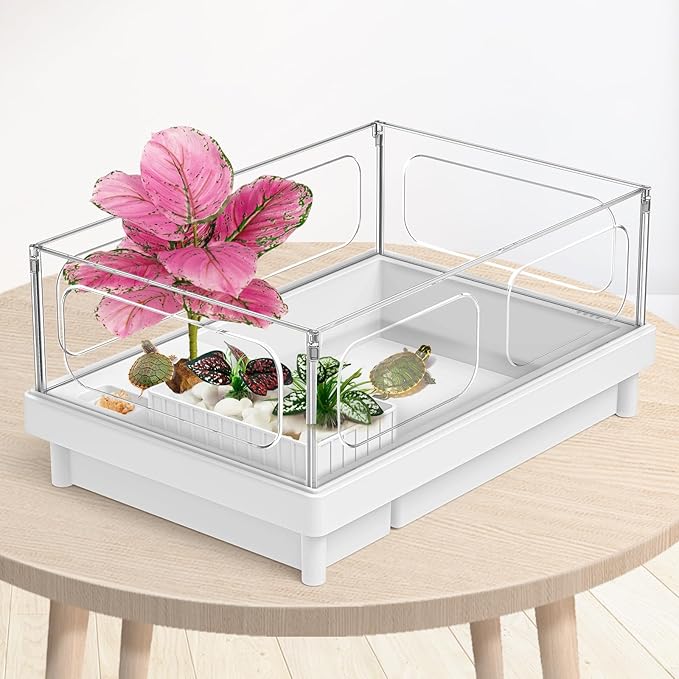 Reptile Artificial Plants, Terrarium Plants Decorations Supplies, Aquarium Fish Tank Plants, Amphibian Habitat Hideout Tank Accessories(L Set-3pcs/F)